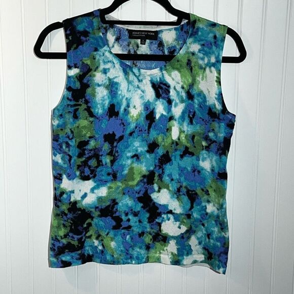 Jones New York Collection Button Up Tank Women Small Multi Color Light Weight - Picture 1 of 8